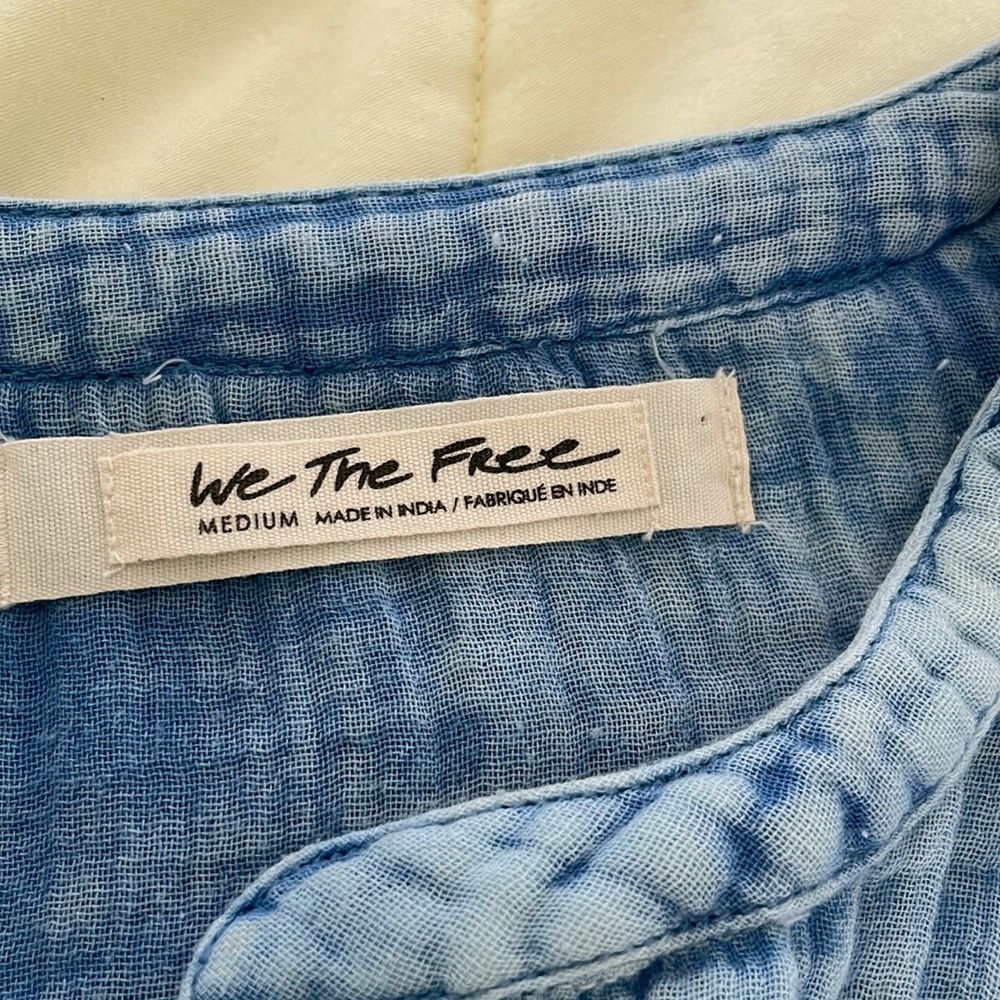 WE THE FREE by FREE PEOPLE Anguilla washed pullover top in blue